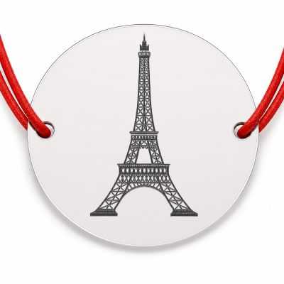 Brățară argint 925 cu bănuț Turnul Eiffel, șnur reglabil — cadou pentru pasionații de călătorii B-E2030