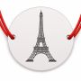 Brățară argint 925 cu bănuț Turnul Eiffel, șnur reglabil — cadou pentru pasionații de călătorii B-E2030