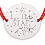 Brățară argint 925 cu bănuț mesaj Little Star și elefănțel, șnur reglabil — cadou pentru copii B-E1437