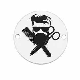 Pandantiv bănuț argint 925 barber frizerie, gravură laser 16.5mm E1460