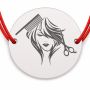 Brățară argint 925 cu bănuț hairstyle, șnur reglabil — cadou coafeză B-E1475