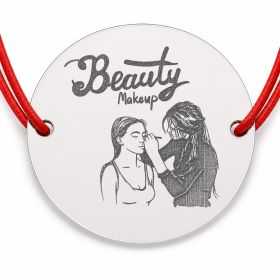 Brățară argint 925 cu bănuț Beauty Makeup, șnur reglabil — cadou makeup artist B-E1474