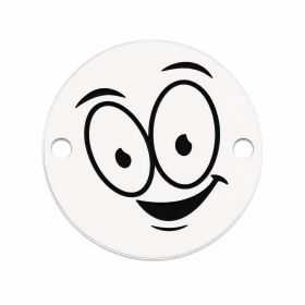 Pandantiv emoji vesel din argint 925, gravură laser 16.5mm E1044