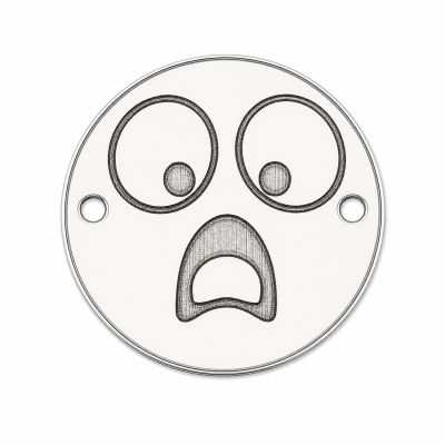 Charm emoji surprins din argint 925, gravură laser 16.5mm E1051