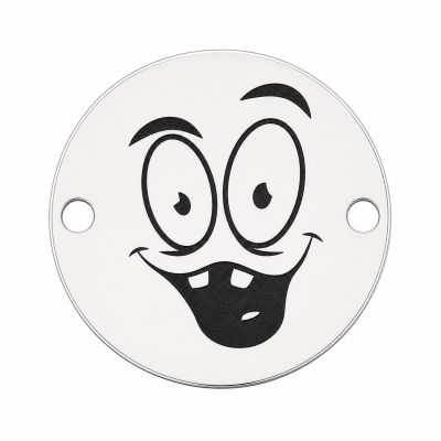 Charm emoji zurliu vesel din argint 925, gravură laser 16.5mm E1062