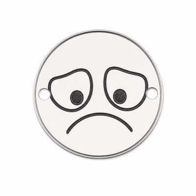 Charm emoji trist din argint 925, gravură laser 16.5mm E1064