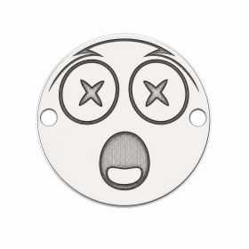 Charm emoji șocat din argint 925, gravură laser 16.5mm E1050