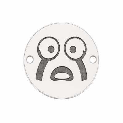 Charm emoji care plânge din argint 925, gravură laser 16.5mm E1045