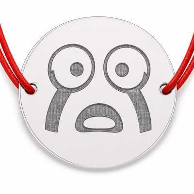 Brățară argint 925 cu bănuț emoji, șnur reglabil — cadou simbolic B-E1045