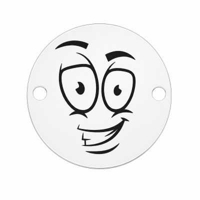 Charm emoji mândru din argint 925, gravură laser 16.5mm E1052