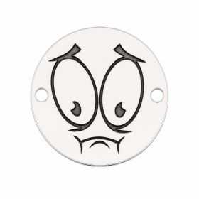 Charm emoji îngrețoșat din argint 925, gravură laser 16.5mm E1059