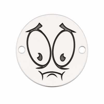 Charm emoji îngrețoșat din argint 925, gravură laser 16.5mm E1059