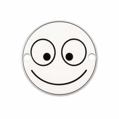 Charm emoji prietenos zâmbitor din argint 925, gravură laser 16.5mm E1055