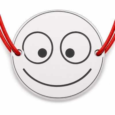 Brățară argint 925 cu bănuț emoji, șnur reglabil — cadou simbolic B-E1055