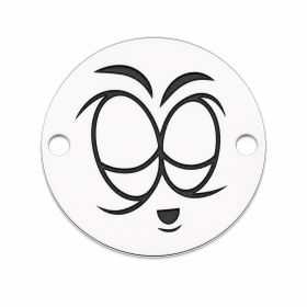 Charm emoji care doarme din argint 925, gravură laser 16.5mm E1063