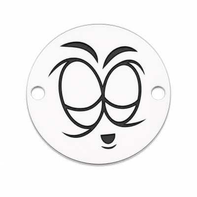 Charm emoji care doarme din argint 925, gravură laser 16.5mm E1063