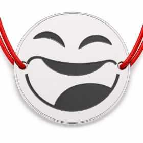 Brățară argint 925 cu bănuț emoji, șnur reglabil — cadou simbolic B-E1066