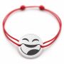Brățară argint 925 cu bănuț emoji, șnur reglabil — cadou simbolic B-E1066