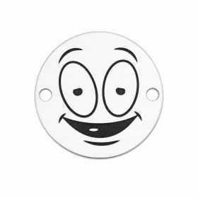 Pandantiv emoji zâmbăreț din argint 925, gravură laser 16.5mm E1042