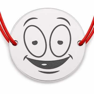 Brățară argint 925 cu bănuț emoji, șnur reglabil — cadou simbolic B-E1042