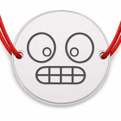 Brățară argint 925 cu bănuț emoji, șnur reglabil — cadou simbolic B-E1053