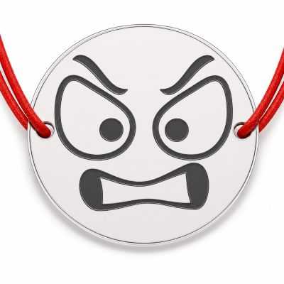 Brățară argint 925 cu bănuț emoji, șnur reglabil — cadou simbolic B-E1048