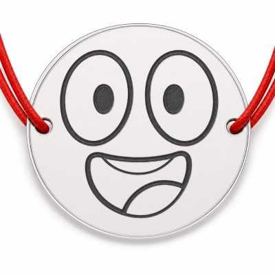 Brățară argint 925 cu bănuț emoji, șnur reglabil — cadou simbolic B-E1071