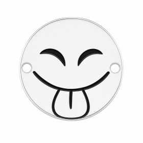 Bănuț argint 925 emoji poznaș cu limba scoasă, gravură laser 16.5mm E1074