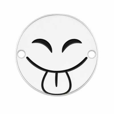 Bănuț argint 925 emoji poznaș cu limba scoasă, gravură laser 16.5mm E1074