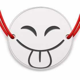 Brățară argint 925 cu bănuț emoji, șnur reglabil — cadou simbolic B-E1074