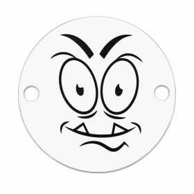 Charm emoji diabolic din argint 925, gravură laser 16.5mm E1046