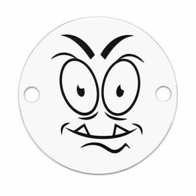 Charm emoji diabolic din argint 925, gravură laser 16.5mm E1046