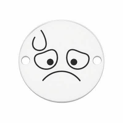 Pandantiv emoji trist din argint 925, gravură laser 16.5mm E1040