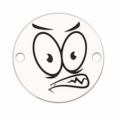 Charm emoji nervos din argint 925, gravură laser 16.5mm E1047
