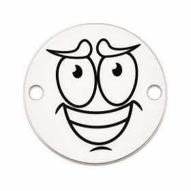 Bănuț argint 925 emoji încrezător, gravură laser 16.5mm E1072