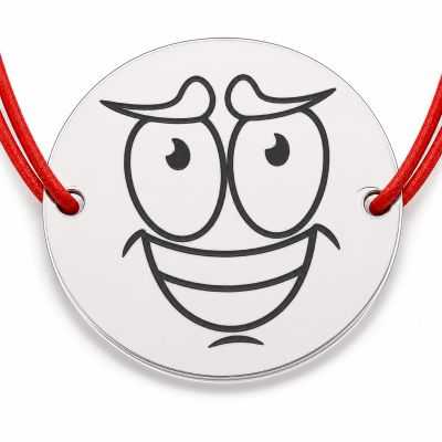 Brățară argint 925 cu bănuț emoji, șnur reglabil — cadou simbolic B-E1072