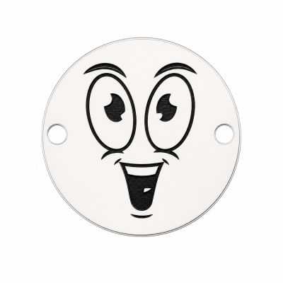 Charm emoji entuziasmat din argint 925, gravură laser 16.5mm E1069
