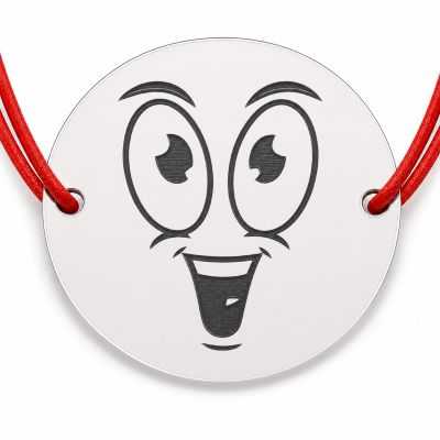 Brățară argint 925 cu bănuț emoji, șnur reglabil — cadou simbolic B-E1069