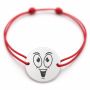 Brățară argint 925 cu bănuț emoji, șnur reglabil — cadou simbolic B-E1069