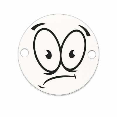 Charm emoji obosit din argint 925, gravură laser 16.5mm E1054
