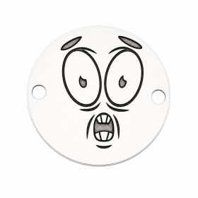 Charm emoji speriat din argint 925, gravură laser 16.5mm E1058