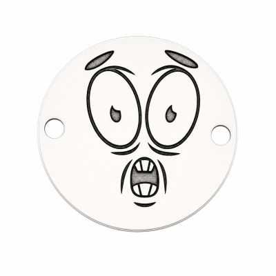 Charm emoji speriat din argint 925, gravură laser 16.5mm E1058