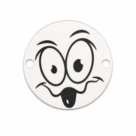Bănuț argint 925 emoji nebunatic cu limba scoasă, gravură laser 16.5mm E1070