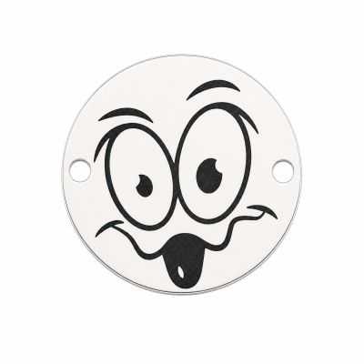 Bănuț argint 925 emoji nebunatic cu limba scoasă, gravură laser 16.5mm E1070