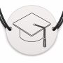 Brățară argint 925 cu bănuț gravat tocă de absolvire, șnur negru reglabil — R0196