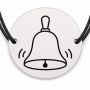 Brățară argint 925 cu bănuț gravat clopoțel de școală, șnur negru reglabil — R0197