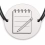 Brățară argint 925 cu bănuț gravat caiet cu spirală, șnur negru reglabil — R0200