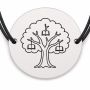 Brățară argint 925 cu bănuț gravat copacul cunoașterii, șnur negru reglabil — R0227