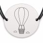 Brățară argint 925 cu bănuț gravat balon cu aer cald, șnur negru reglabil — R0232