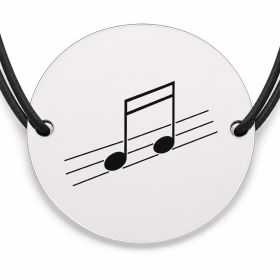 Brățară argint 925 cu bănuț gravat două note muzicale, șnur negru reglabil — R0275
